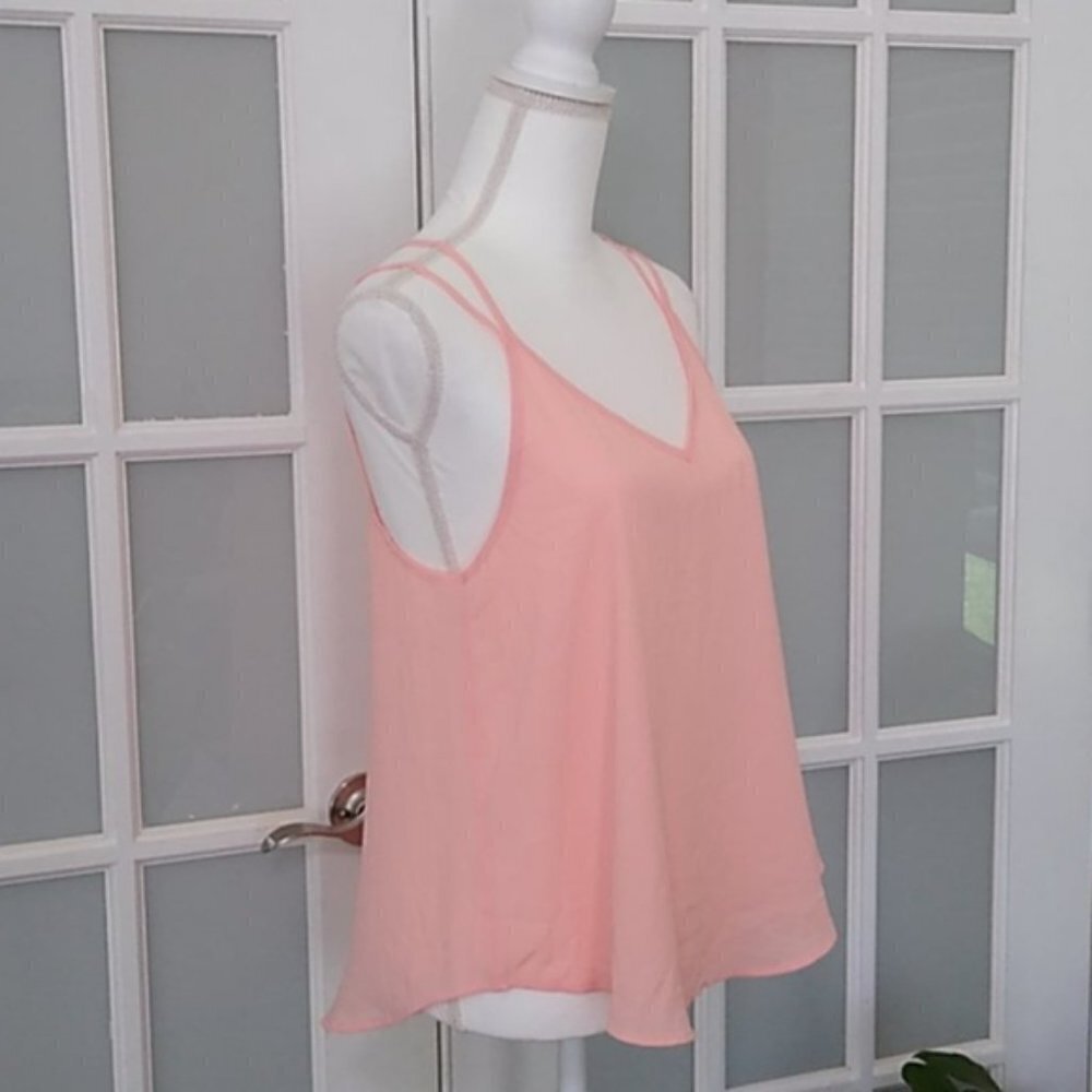 NWOT ASTR Double Strap Sheer Pale Pink Top - Picture 3 of 9